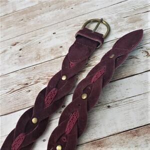 Dark Red Women's Belt - Imitation Leather - Size 8